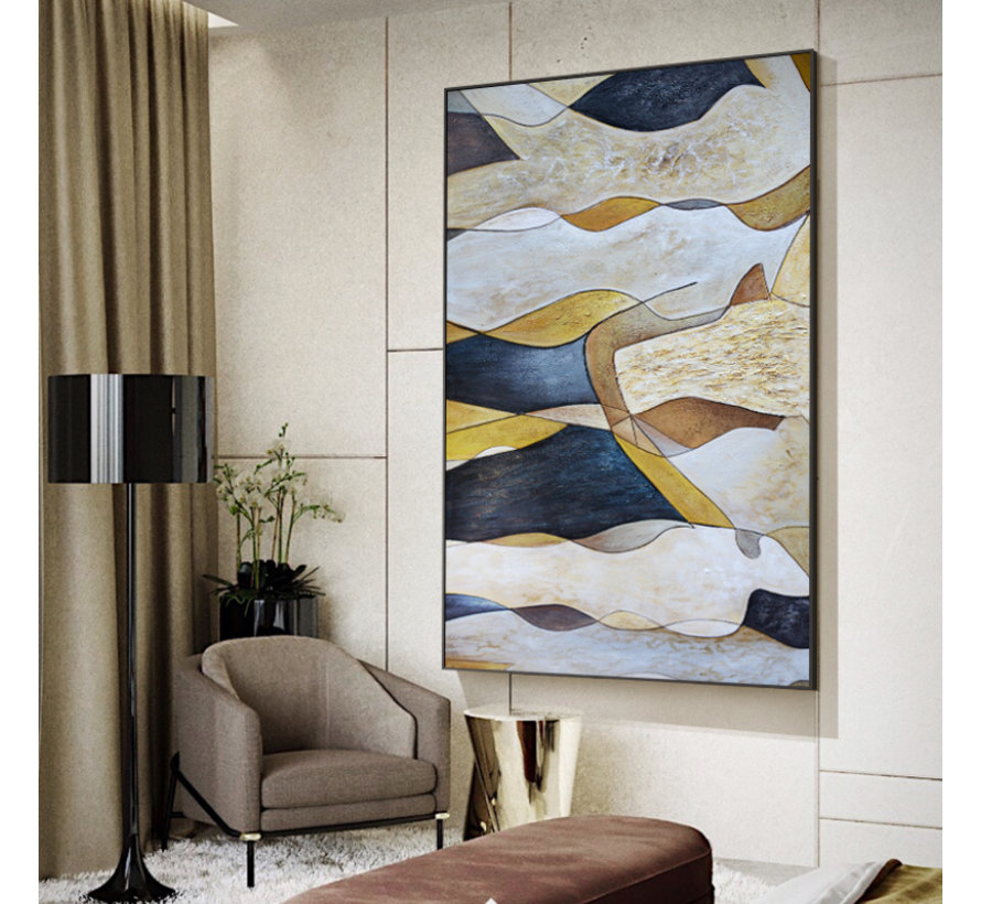 Allernieuwste.nl® Canvas Schilderij Abstracte Mens Figuren - Moderne Kunst - Woonkamer - 70 x 100 cm - Kleur