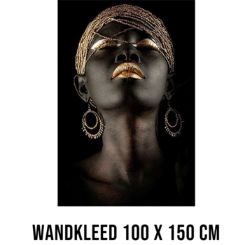 Allernieuwste.nl® Wandkleed Afrikaanse Vrouw Met Gouden Sieraden - 150x100cm