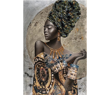 Allernieuwste.nl® Canvas Schilderij Traditionele Afrikaanse Vrouw Meisje - 50 x 70 cm