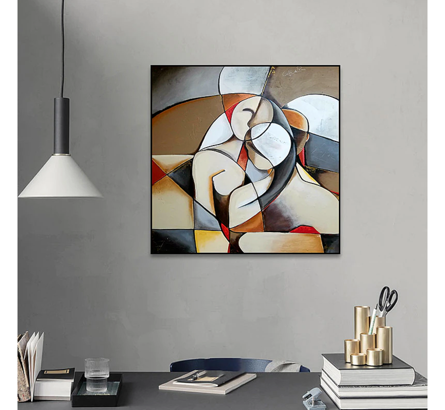 Allernieuwste.nl® Canvas Pablo Picasso Abstracte Droomvrouw - Kubisme - Kleur - 60 x 60 cm