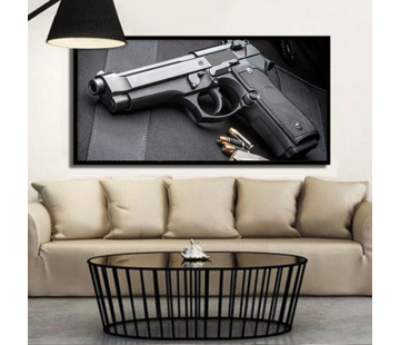 Allernieuwste.nl® Canvas Schilderij Beretta Full Metal Pistool - 60 x 90 cm
