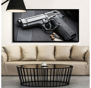 Allernieuwste.nl® Canvas Schilderij Beretta Full Metal Pistool - 60 x 90 cm