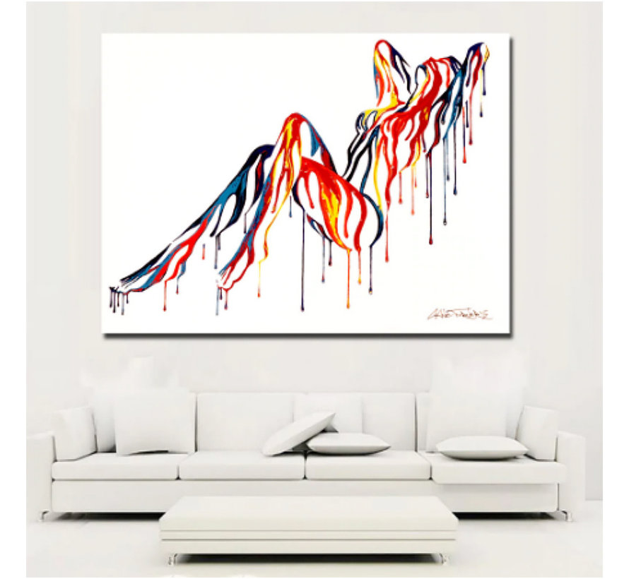 Allernieuwste.nl® Canvas Schilderij  Sexy Naakte Graffiti Vrouw  - Kunst aan je Muur - Grafitti-Kleur - 60 x 80 cm