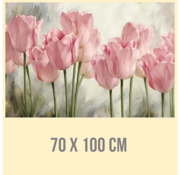 Allernieuwste.nl® Canvas Schilderij Klassieke Roze Tulpen - 70 x 100 cm