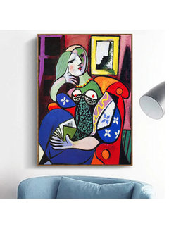 Allernieuwste.nl® Canvas Schilderij Pablo Picasso Annabella met Boek - 50 x 70 cm