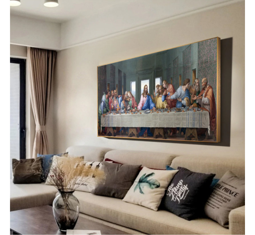 Allernieuwste.nl® Canvas Schilderij Het Laatste Avondmaal van Da Vinci - Kunst aan je Muur - Groot schilderij - Kleur  - 70 x 125 cm