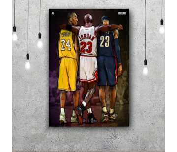 Allernieuwste.nl® Canvas Schilderij Basketbal Toppers Michael Jordan, Kobe Bryant, Lebron James - 50 x 70 cm