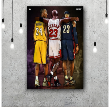 Allernieuwste.nl® Canvas Schilderij Basketbal Toppers Michael Jordan, Kobe Bryant, Lebron James - 50 x 70 cm
