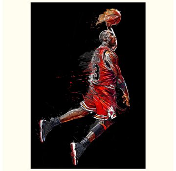 Allernieuwste.nl® Canvas Schilderij Michael Jordan Basketbal Dunk - 60 x 90 cm