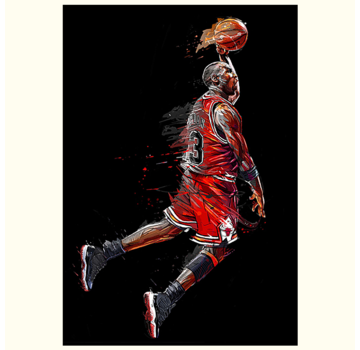 Allernieuwste.nl® Canvas Schilderij Michael Jordan Basketbal Dunk - 50 x 70 cm