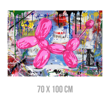 Allernieuwste.nl® Canvas Schilderij Graffiti Ballon Hond - 70 x 100 cm