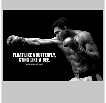 Allernieuwste.nl® Canvas Schilderij Boksen Muhammed Ali Float like a butterfly, sting like a bee - 80 x 120 cm