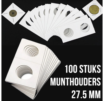 Allernieuwste.nl® 100 stuks Kartonnen Munthouders - Wit 27,5 mm