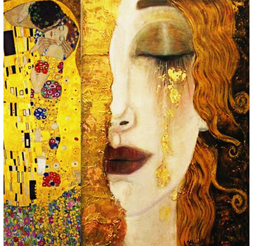 Allernieuwste.nl® Canvas Schilderij Gustav Klimt Gouden Tranen En De Kus - 50 x 75 cm