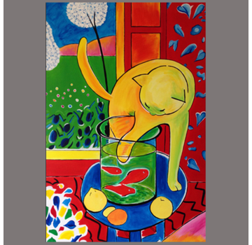 Allernieuwste.nl® Canvas Schilderij Henri Matisse de Kat met Rode Vis - 50 x 70 cm