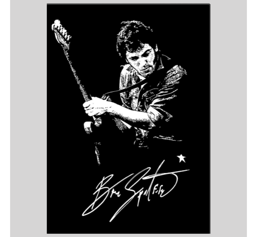 Allernieuwste.nl® Canvas Schilderij Bruce Springsteen Live - Amerikaanse rockzanger, gitarist en singer-songwriter - Zwart Wit - 50 x 70 cm