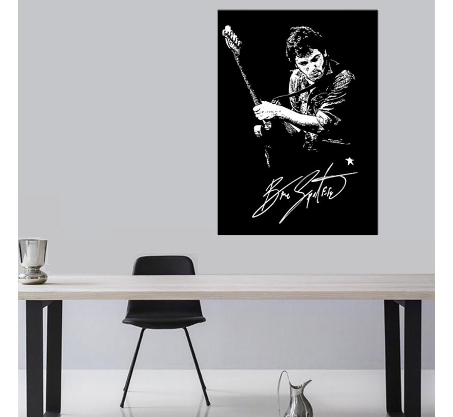 Allernieuwste.nl® Canvas Schilderij Bruce Springsteen Live - Amerikaanse rockzanger, gitarist en singer-songwriter - Zwart Wit - 50 x 70 cm