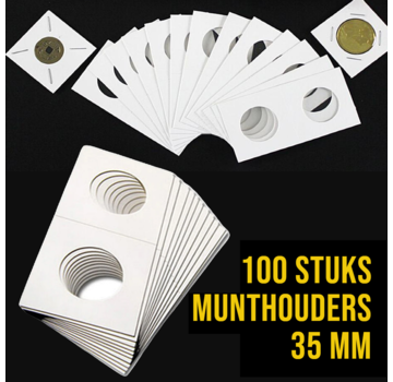 Allernieuwste.nl® 100 stuks Kartonnen Munthouders - Wit 35 mm