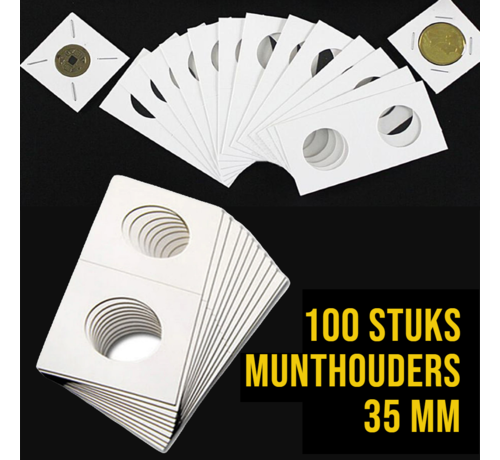 Allernieuwste.nl® Allernieuwste.nl® 100 stuks 35 mm Kartonnen Munthouders Te Nieten - Beschrijfbaar Karton - Munt Houders Wit 35 mm