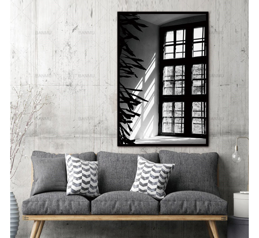 Allernieuwste.nl® Canvas Schilderij LICHTVAL - Kunst aan je Muur -  XL woonkamer poster - ZWART-WIT - 60 x 90 cm