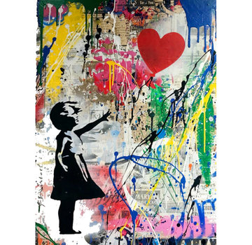 Allernieuwste.nl® Canvas Schilderij Banksy Girl with Balloon Grafitti - 50 x 70 cm