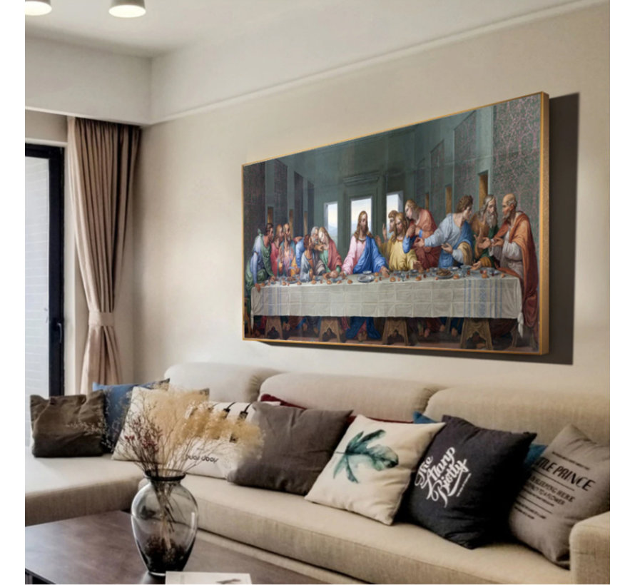 Allernieuwste.nl® Canvas Schilderij Het Laatste Avondmaal van Da Vinci - Kunst aan je Muur - Groot schilderij - Kleur  - 60 x 120 cm