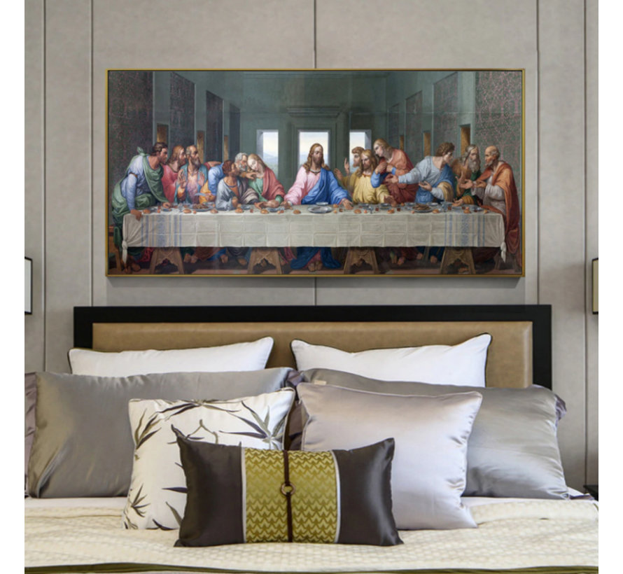 Allernieuwste.nl® Canvas Schilderij Het Laatste Avondmaal van Da Vinci - Kunst aan je Muur - Groot schilderij - Kleur  - 60 x 120 cm
