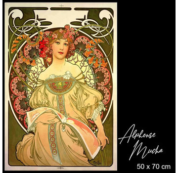 Allernieuwste.nl® Canvas Schilderij Alphonse Mucha Art Nouveau Jugendstil - 50 x 70 cm