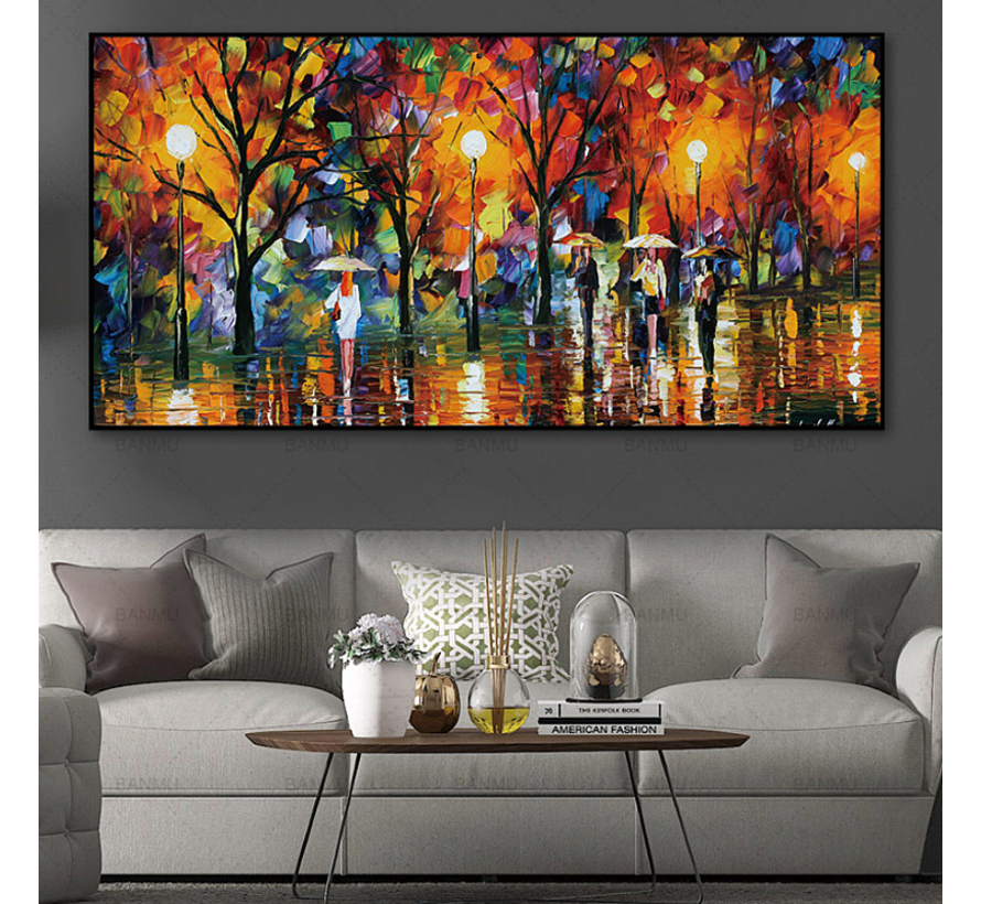 Allernieuwste.nl® Canvas Schilderij Modern Abstract Landschap - Abstract Modern Graffiti - kleur - 60 x 120 cm