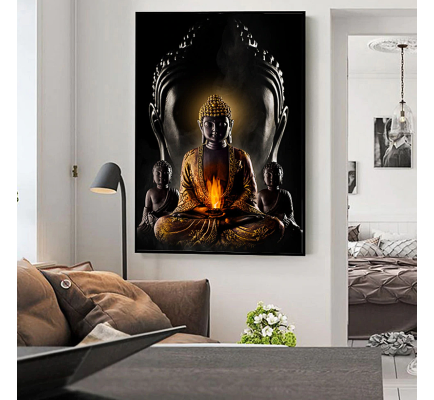 Allernieuwste.nl® Canvas Schilderij Moderne Boeddha - Kunst - Modern - Poster - 60 x 90 cm - Kleur