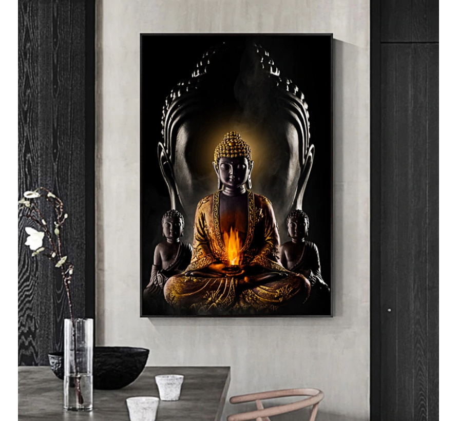 Allernieuwste.nl® Canvas Schilderij Moderne Boeddha - Kunst - Modern - Poster - 60 x 90 cm - Kleur