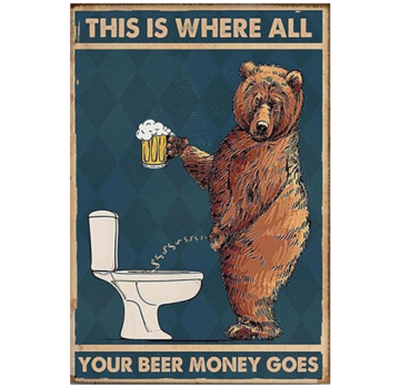 Allernieuwste.nl® Canvas Schilderij Grappige This Is Where All Your Beer Money Goes - 50 x 70 cm