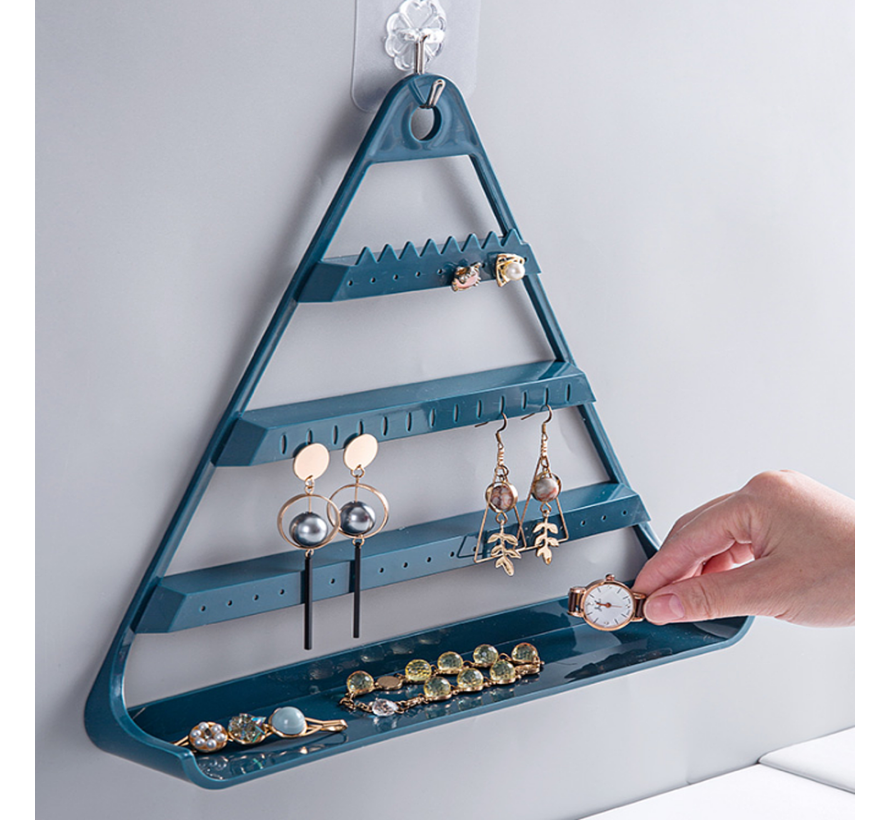 Allernieuwste.nl® Oorbellenrek Sieradenrek Hangend en Staand Oorbellen Display Sieraden Organizer - Kunststof - Kleur DONKERBLAUW