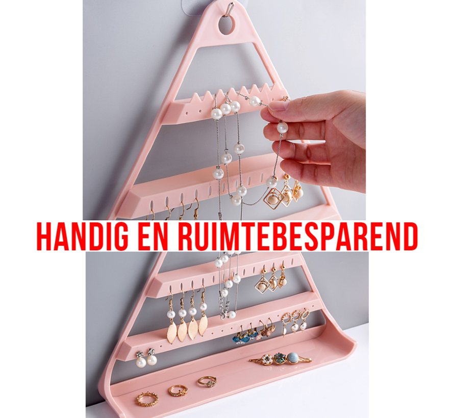 Allernieuwste.nl® Oorbellenrek Sieradenrek Hangend en Staand Oorbellen Display Sieraden Organizer - Kunststof - Kleur WIT