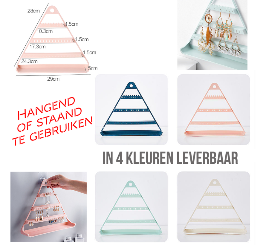 Allernieuwste.nl® Oorbellenrek Sieradenrek Hangend en Staand Oorbellen Display Sieraden Organizer - Kunststof - Kleur WIT