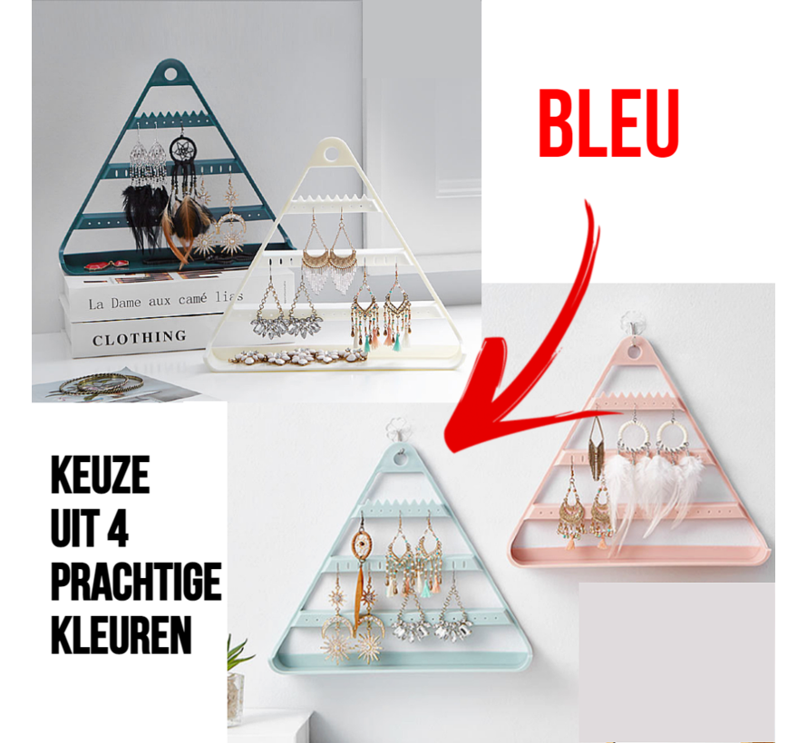 Allernieuwste.nl® Oorbellenrek Sieradenrek Hangend en Staand Oorbellen Display Sieraden Organizer - Kunststof - Kleur BLUE