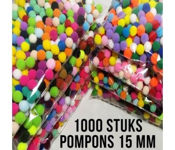 Allernieuwste.nl® 1000 STUKS MiniPompons - 15 mm