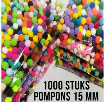 Allernieuwste.nl® 1000 STUKS MiniPompons - 15 mm