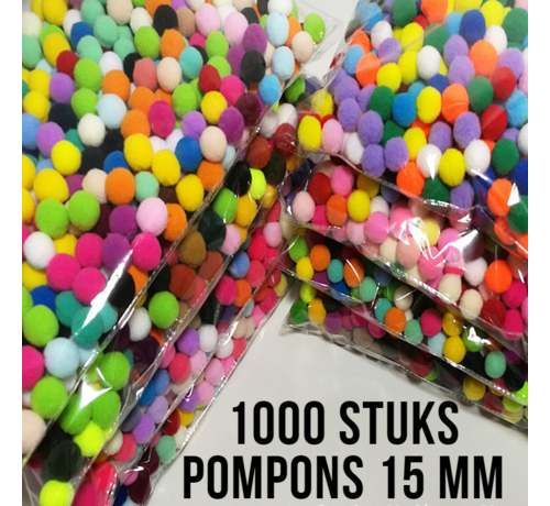 Allernieuwste.nl® Allernieuwste.nl® 1000 STUKS MiniPompons 15 mm - Mix Kleur Knutsel Pompons - DHZ Handwerken Knutselen - 1000 stuks 15mm