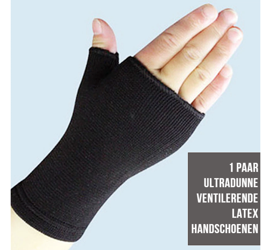 Allernieuwste.nl® 1 PAAR Ultradunne Pols Handschoenen ZWART  - Ventilerende Hand Pols Brace Ondersteuning - Elastisch Latex - Zwart - Een Paar (2 st)