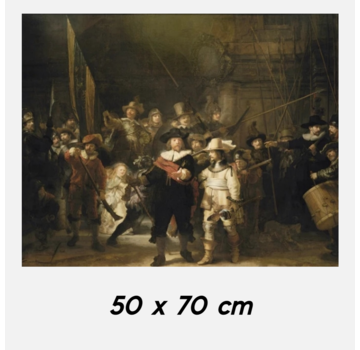 Allernieuwste.nl® Canvas Schilderij De Nachtwacht Rembrandt van Rijn - 50 x 70 cm