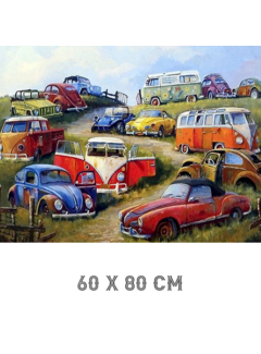 Allernieuwste.nl® Canvas Schilderij Historische Volkswagens op Sloperij - 60 x 80 cm
