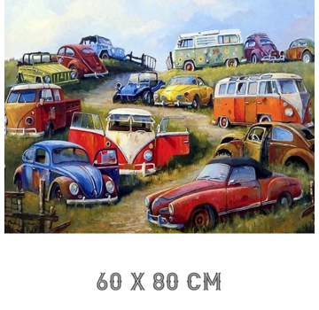 Allernieuwste.nl® Canvas Schilderij Historische Volkswagens op Sloperij - 60 x 80 cm