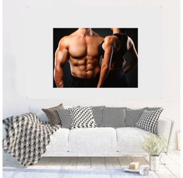 Allernieuwste.nl® Canvas Schilderij Gym Fitness Bodybuilding Training - 50 x 70 cm