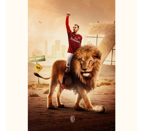 Allernieuwste.nl® Allernieuwste.nl® Canvas Schilderij Voetballer Zlatan Ibrahimovic - Voetbal Sport - kleur - 50 x 70 cm