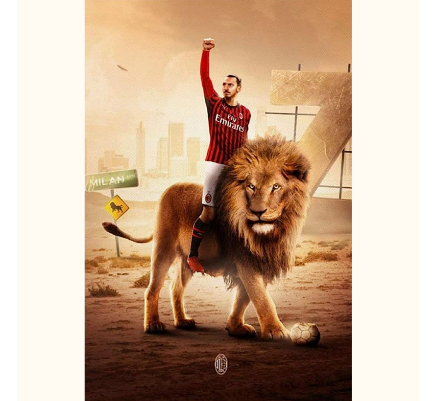 Allernieuwste.nl® Canvas Schilderij Voetballer Zlatan Ibrahimovic - Voetbal Sport - kleur - 50 x 70 cm