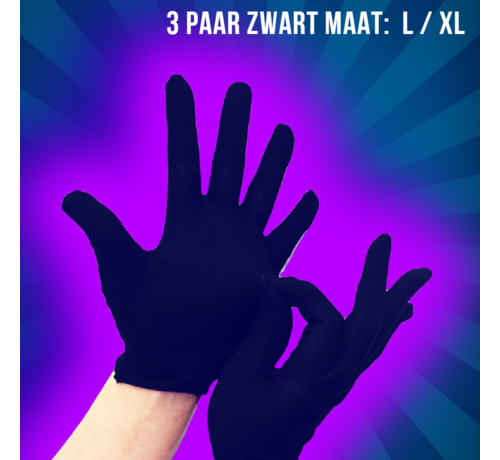 Allernieuwste.nl® Allernieuwste.nl® 3 Paar Zwarte 100% Katoenen Handschoenen Munten Sieraden Zilver Goud Inspectie - Niet Pluizend - MAAT L/XL