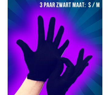 Allernieuwste.nl® 3 Paar 100% Katoenen Handschoenen - Zwart - Maat S/M