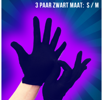 Allernieuwste.nl® 3 Paar 100% Katoenen Handschoenen - Zwart - Maat S/M