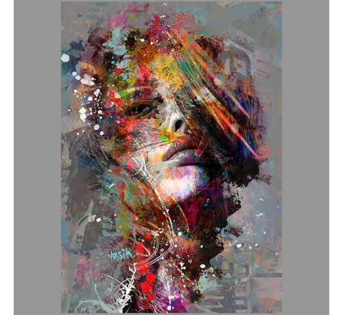 Allernieuwste.nl® Allernieuwste.nl® Canvas Schilderij Sterke Zelfstandige Vrouw - Abstract Graffiti - Poster - 60 x 80 cm - Kleur